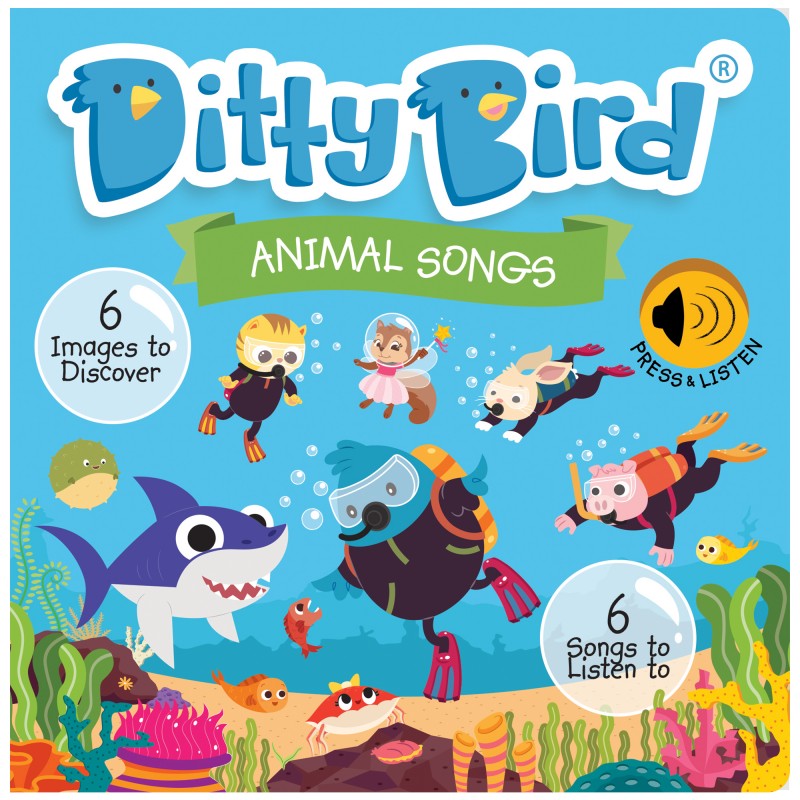 DITTY BIRD - LIVRE MUSICAL SENSORIEL BEBE DES ANIMAUX -  BABY SHARK