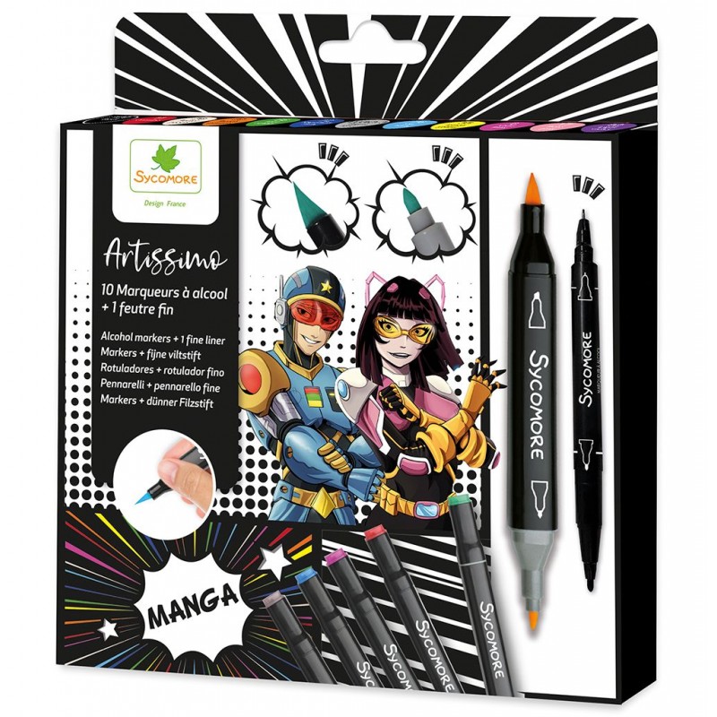 Artissimo - Manga - 12 marqueurs à alcool et 1 feutre fin