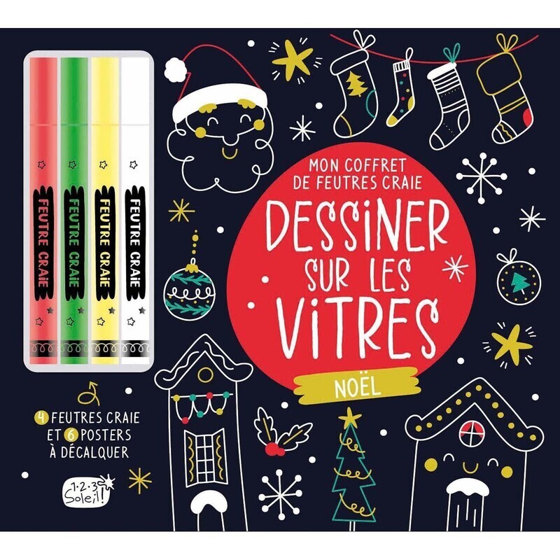 Mon coffret de feutres craie - Noël - Dessiner sur les vitres