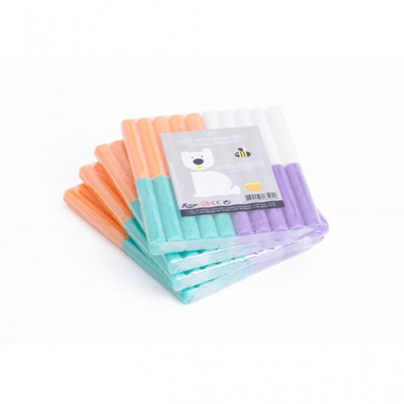 Pâte à modeler naturelle (vert blanc mauve orange) Pâte à modeler naturelle (vert blanc mauve orange)