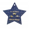 Set de 3 bagues pailletées - Etoile, lune et arc-en-ciel