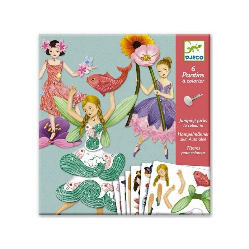 6 pantins à colorier fées