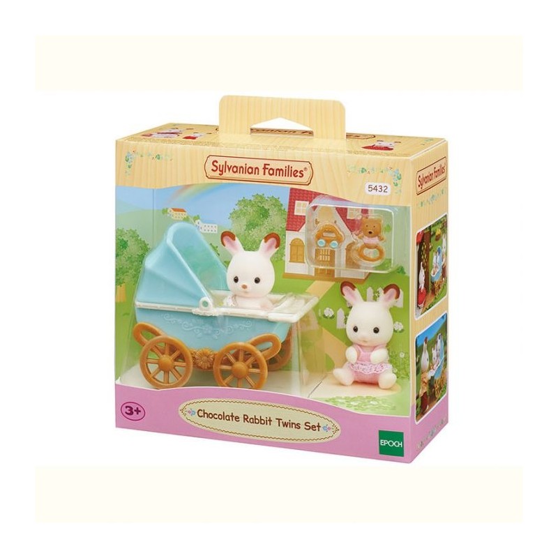 Jumeaux lapin chocolat et poussette - Sylvanian families