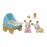 Jumeaux lapin chocolat et poussette - Sylvanian families