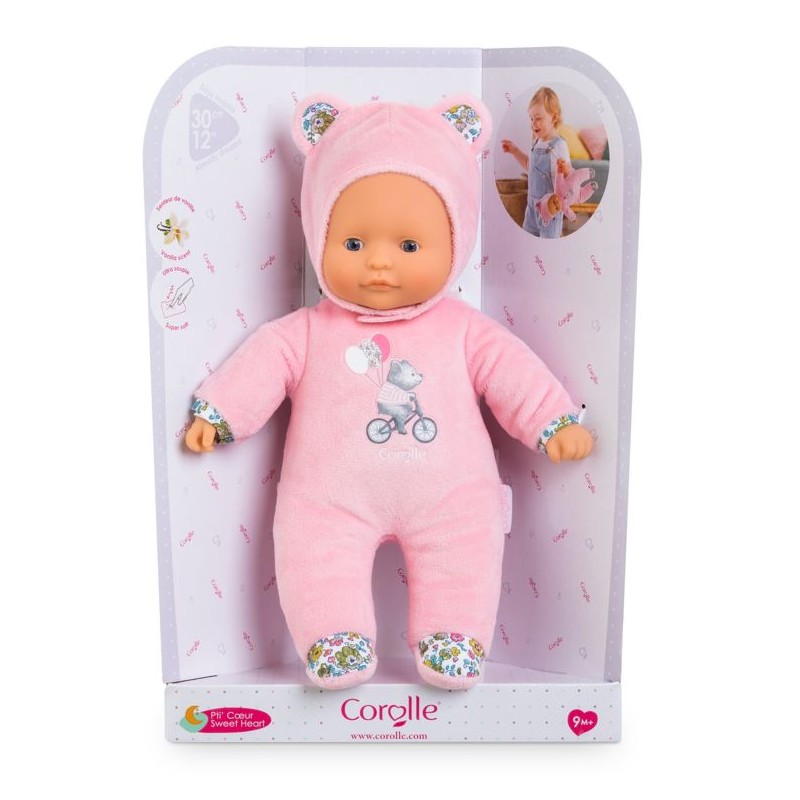 Mon doudou 30 cm - Pti' coeur Ours rose