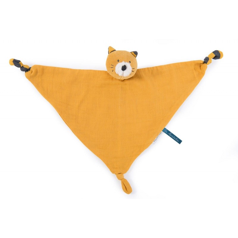 Doudou lange chat moutarde Lulu Les Moustaches Doudou lange chat moutarde Lulu Les Moustaches