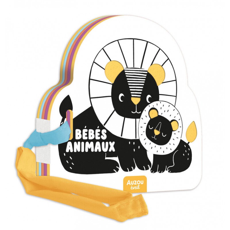 Mon premier livre poussette en noir et blanc - Bébés animaux