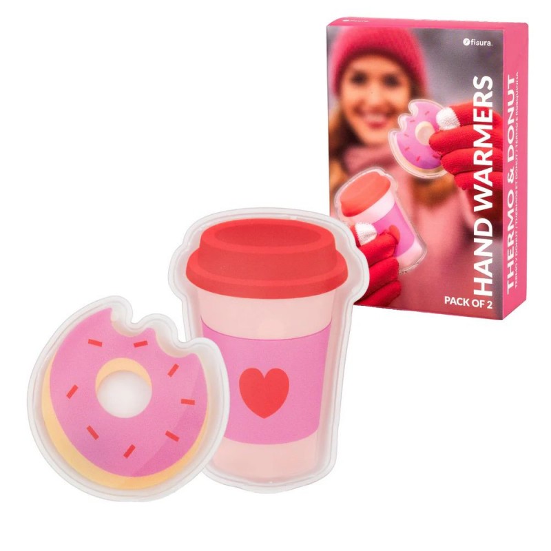 Fisura - Lot de 2 chauffe-mains - Thermos et donut