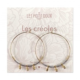 Créoles dorées - Gris étoiles