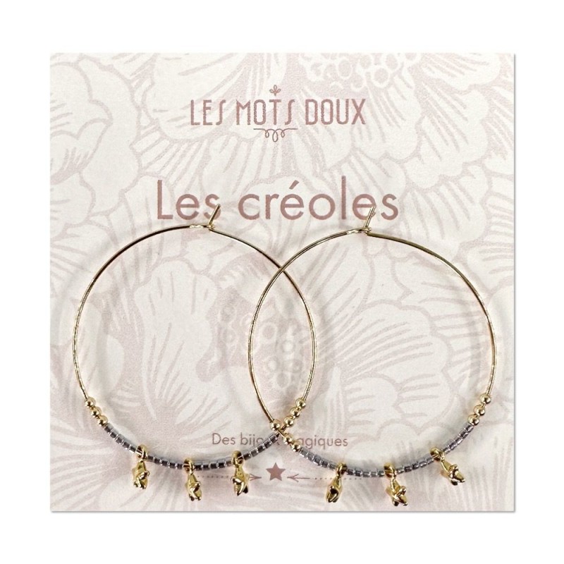 Créoles dorées - Gris étoiles