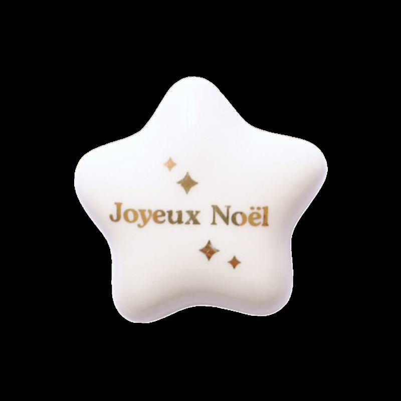 Etoile en céramique blanc et doré "Joyeux noël"