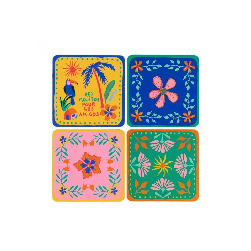 Set de 4 dessous de verre - Mojito des amigos