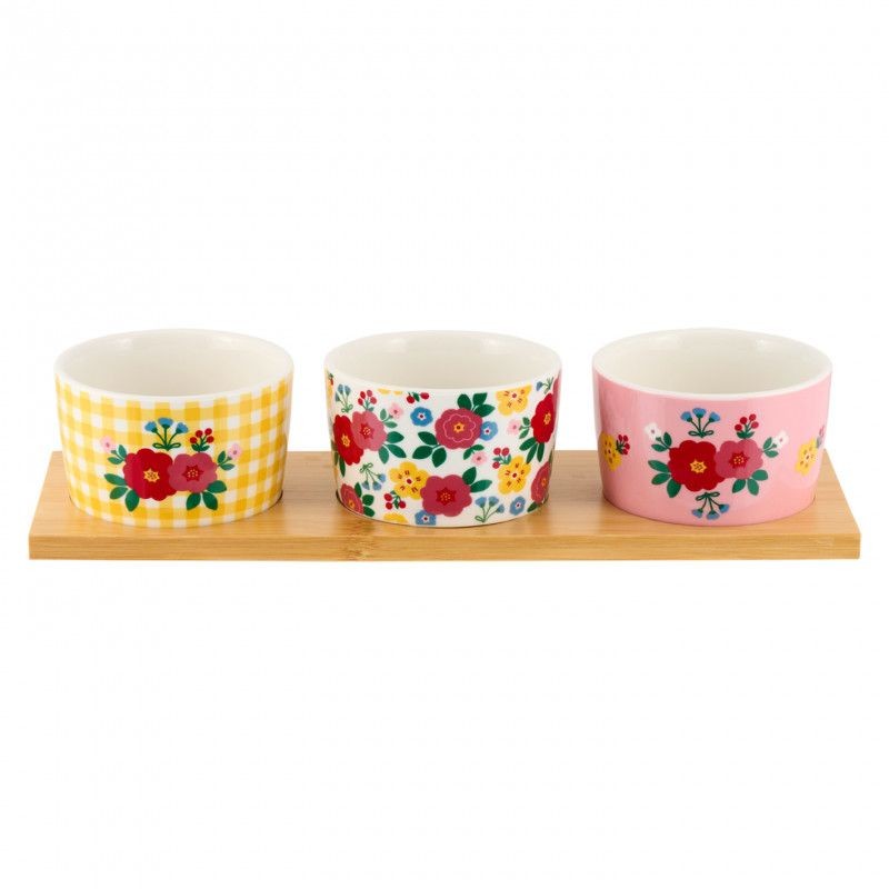 Set de 3 raviers + plateau DUBARO - Bouquet de roses