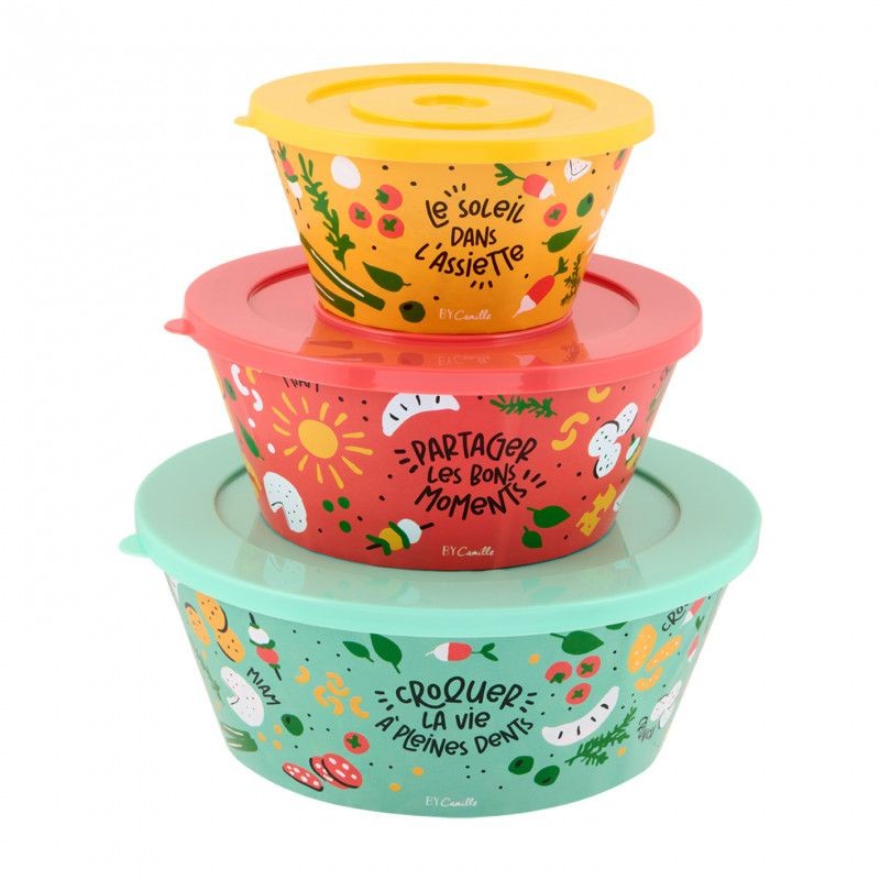 Saladiers TAITIC (set de 3 + couvercles) - Apéro rigolo