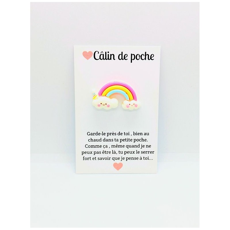 Carte Câlin de Poche - Arc-en-ciel kawaï
