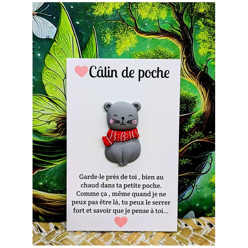 Carte Câlin de poche - Chat gris