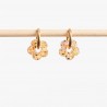 Boucles d'oreilles créoles mini Fleur - Pêche champagne