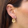 Boucles d'oreilles créoles mini Fleur - Pêche champagne