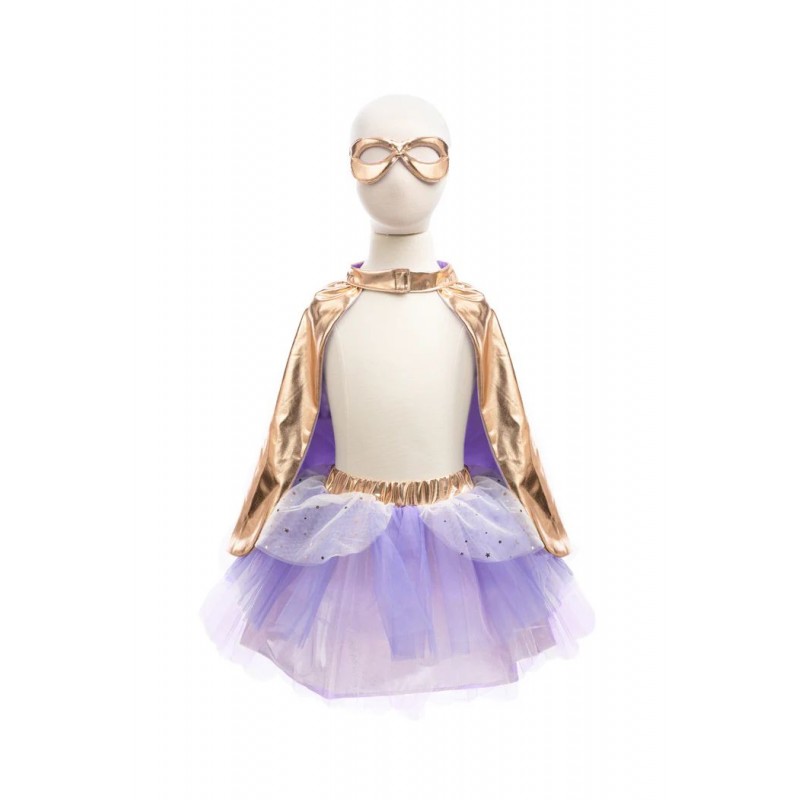 Set de super-héroïne tutu/cape/masque - Rose gold/lila, 4-6 ans