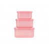 Set de 3 boîtes à tartines/goûter - Rose paillettes