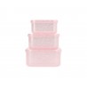 Set de 3 boîtes à tartines/goûter - Rose pale paillettes