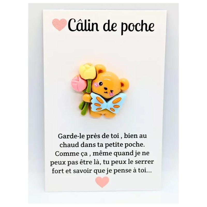 Carte Câlin de Poche - Ourson jonquille