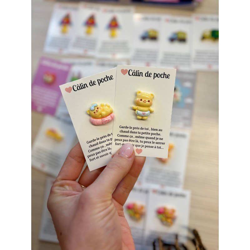 Carte Câlin de Poche - Ours jaune crème