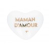 Cœur en céramique blanc et doré "Maman d'amour"