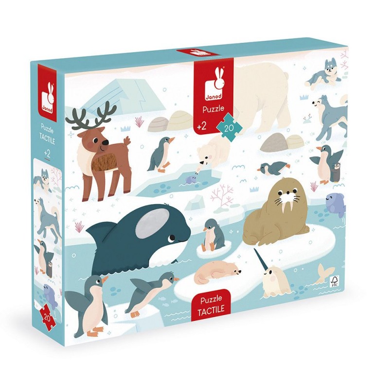 Puzzle tactile géant 20 pièces - Animaux polaires