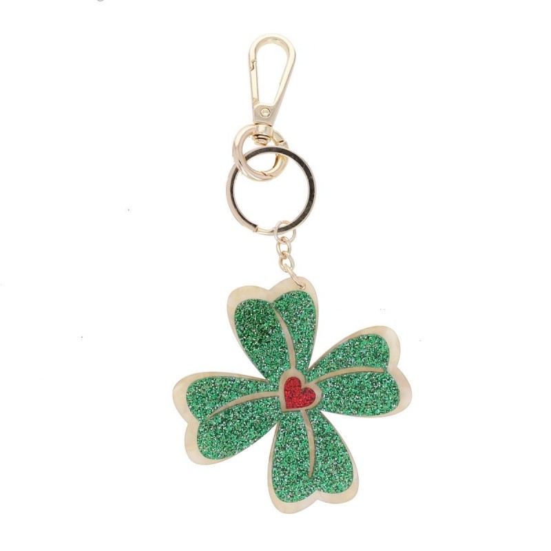 Porte-clé en résine trèfle