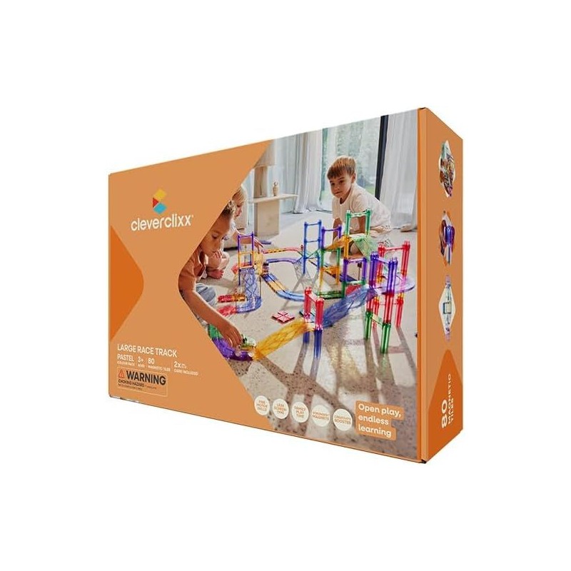 Cleverclixx - Large race track pastel 80 pièces