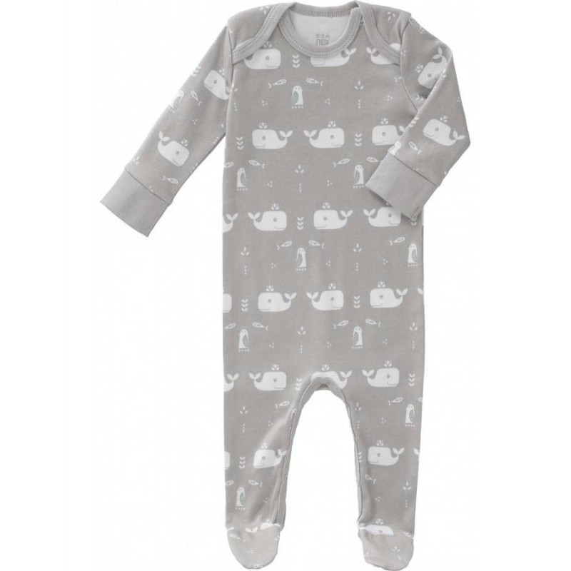 Pyjama avec pieds Baleine - gris 3-6 M