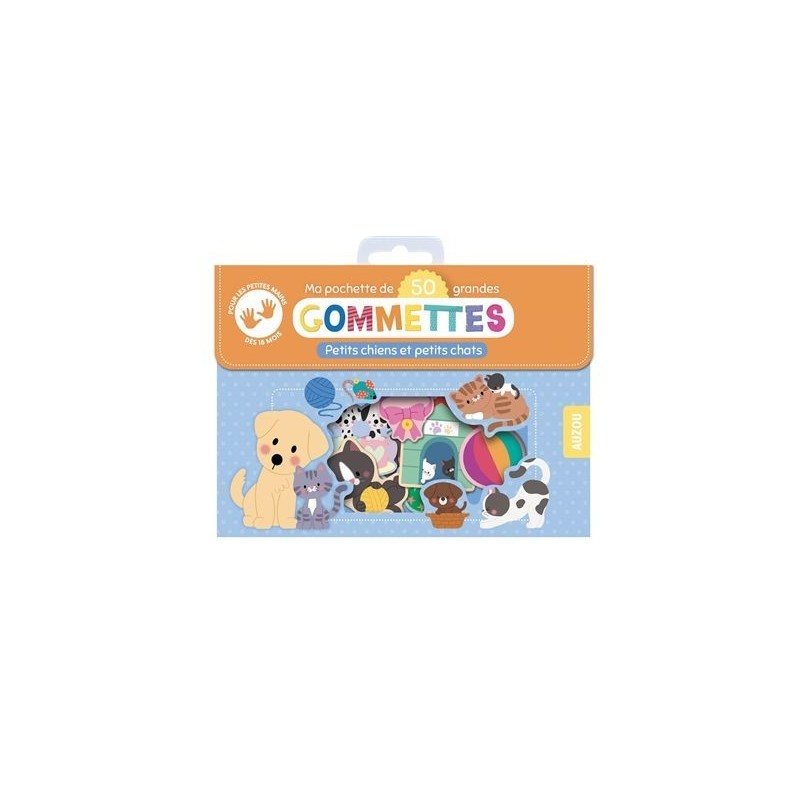 Pochette 50 grandes gommettes - Petits chiens et petits chats