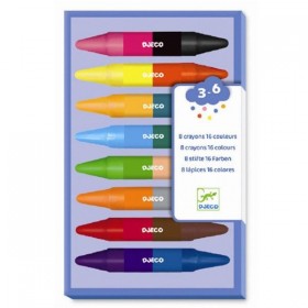8 crayons cire double côtés