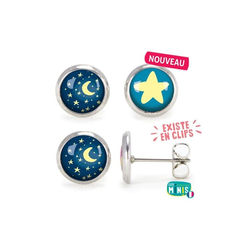 Boucles d'oreille tiges Les Minis - Nuit étoilée / Etoile Boucles d'oreille tiges Les Minis - Nuit étoilée / Etoile