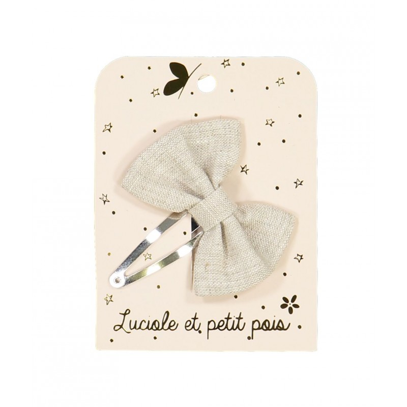 Barrette noeud Alice - Lin taupe