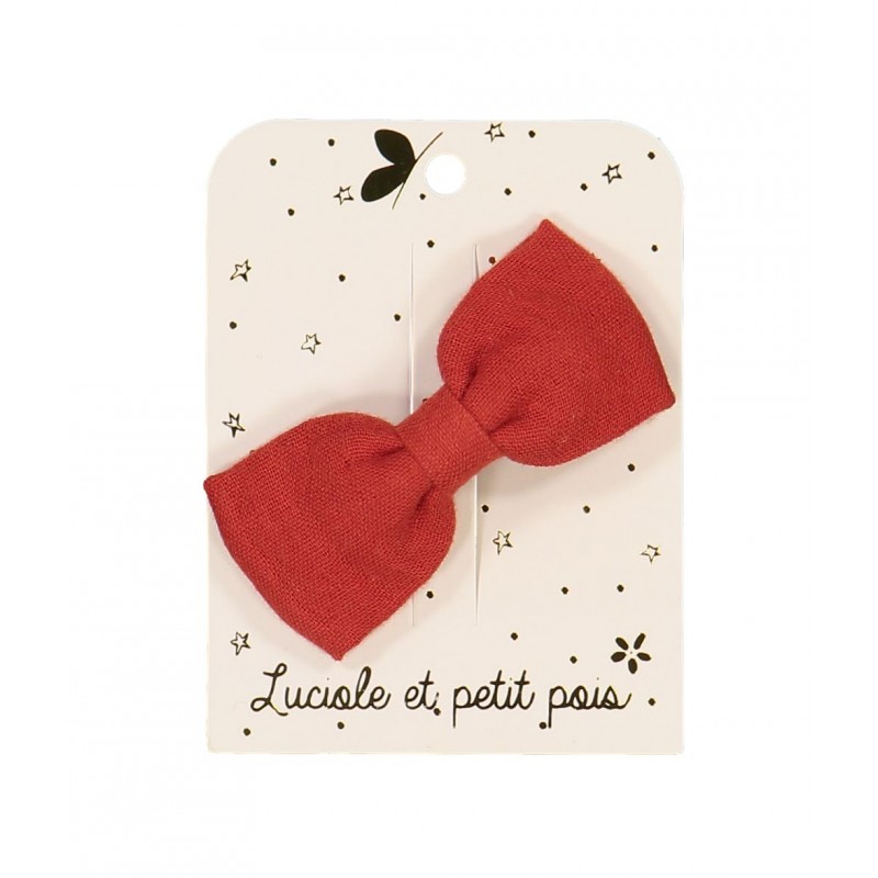 Barrette grand noeud double - Rouge brique Barrette grand noeud double - Rouge brique