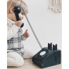 Téléphone rétro en bois - Gris/noir
