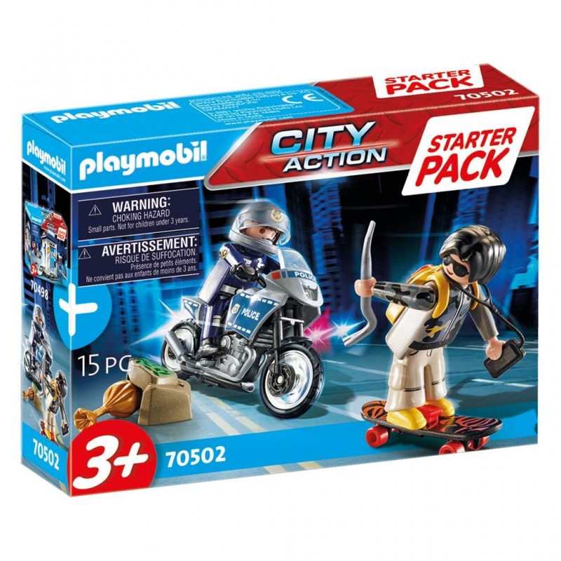 Playmobil City Action - Starter pack Motard de police et voleur
