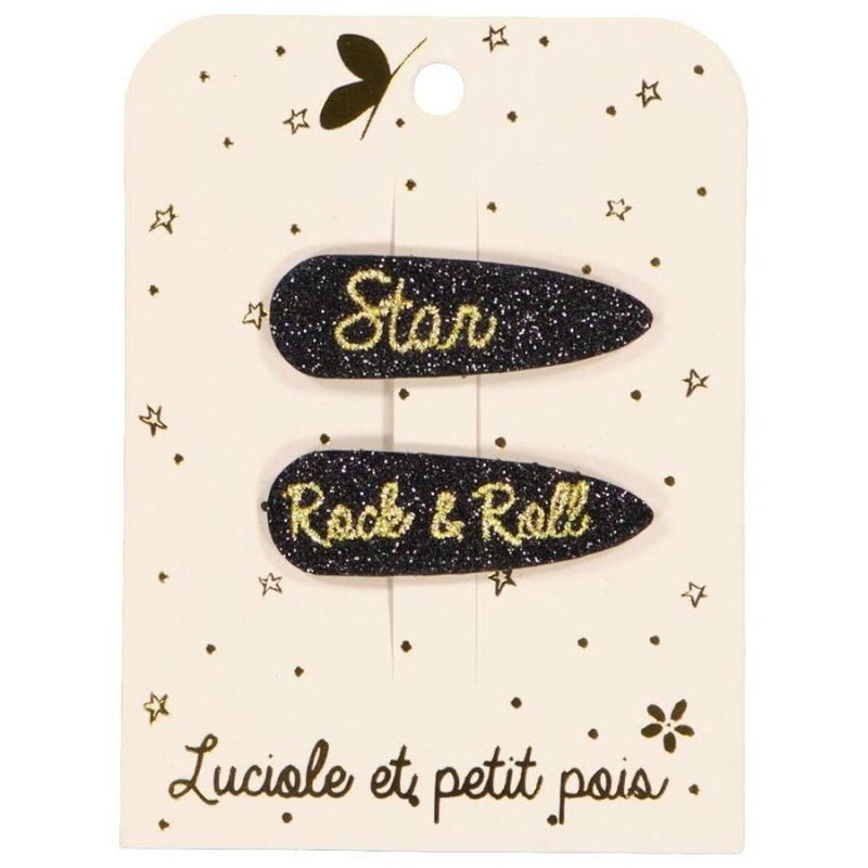 Barrettes messages - Star/Rock & Roll (paire) Barrettes messages - Star/Rock & Roll (paire)