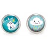 Boucles d'oreille "Clips" Les Minis - Licorne bleue / Nuage