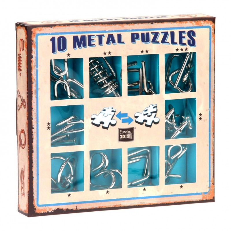 10 puzzles casses-tête en métal - Bleu