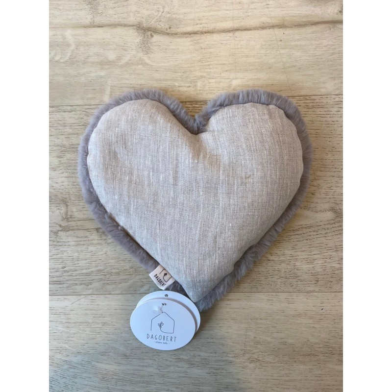 Bouillotte S Che En Lin Coeur Beige Et Gris