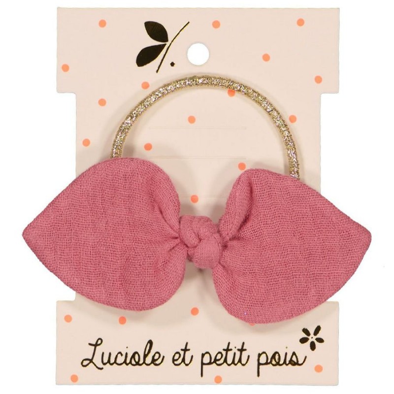 Élastique noeud lapin - Double gaze framboise Élastique noeud lapin - Double gaze framboise