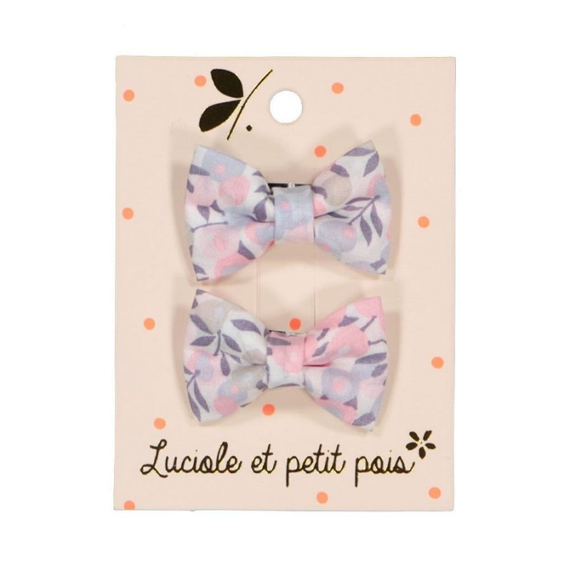 Barrettes mini papillon - Liberty Wiltshire Jacinthe rose (paire)