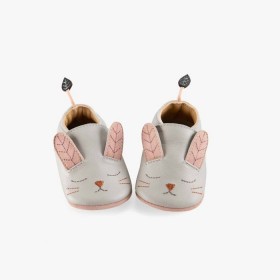 Chaussons cuir lapin gris...