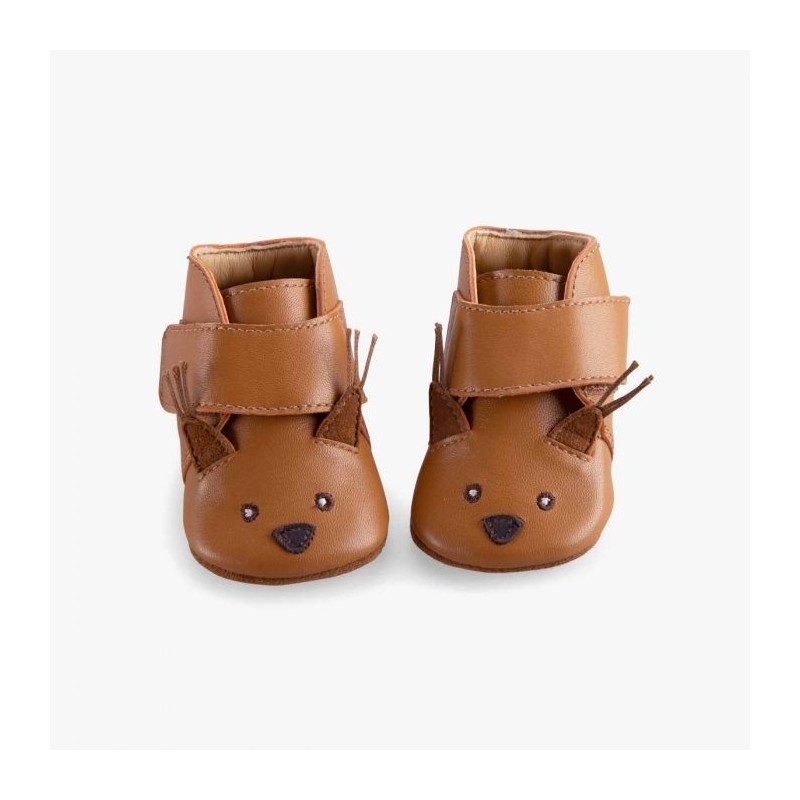 Chaussons cuir écureuil camel 12-18 mois - Pomme des bois