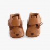 Chaussons cuir écureuil camel 12-18 mois - Pomme des bois