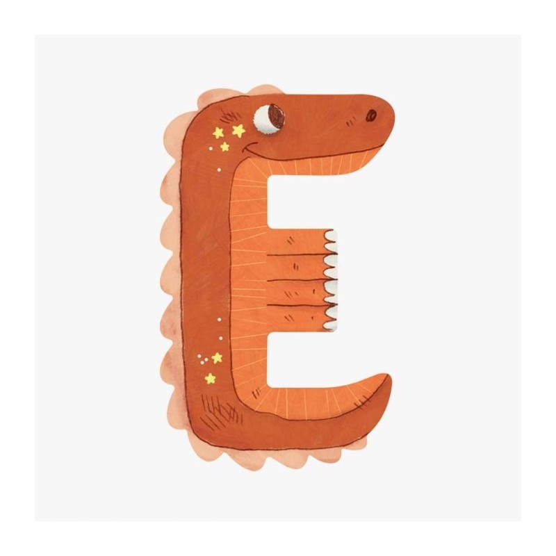 Lettre crocodile E (orange/brun)