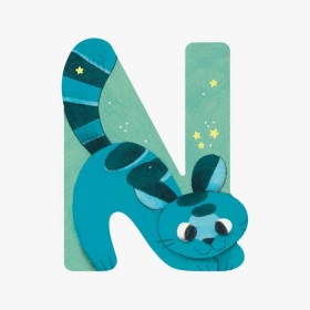 Lettre chat N (bleu)